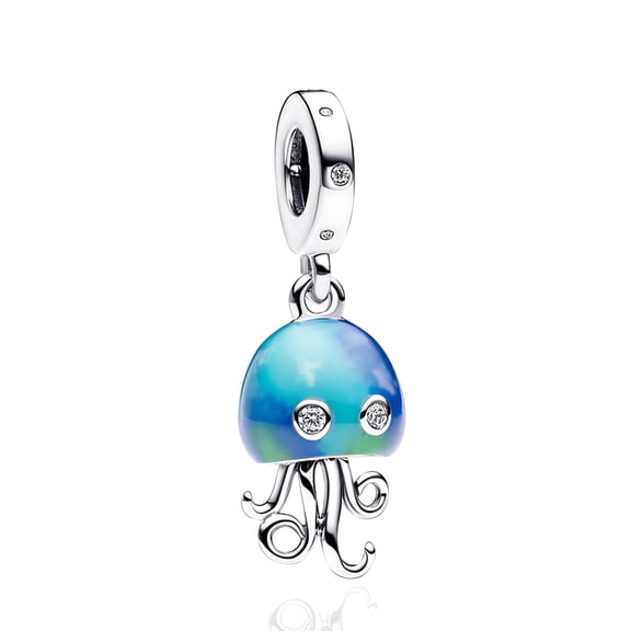 ROSIANNA 925 Sterling Silver Clear Jellyfish Dangle Charms Women Bracelet Charm