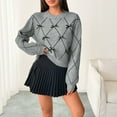 thumbnail image 7 of Women's Sweater Long Sleeve Round Neck Knitted Bow Decoration Pullover for Fall Winter Wear, 7 of 7