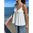 thumbnail image 5 of Women's Y2k Polka Dot Print Tank Top Spaghetti Strap Camisole Sheer Mesh Going Out Top White S, 5 of 9