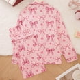 thumbnail image 4 of SJLDQY Valentines Women's Pajamas Set 2 Peice Pjs Set for Women Valentine's Day Bowknot Graphic Long Sleeve Pajama Tops Pants Soft Comfy Homewear Sleepwear Outfits, 4 of 5