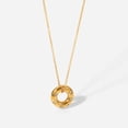 thumbnail image 1 of Nvzi El colgante de collar hecho a mano tiene un anillo circular hueco engastado con un collar colgante de circonita (oro), 1 of 5