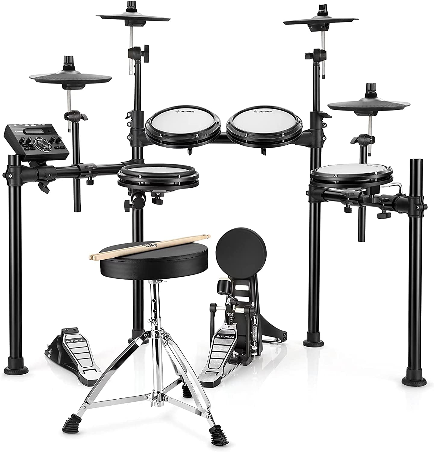 Donner Electric Drum Set for Beginner Adults with 5 Drums 4 Cymbals 450