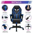 thumbnail image 4 of Giantex Chaise de Jeu, Fauteuil Inclinable Ergonomique avec Coussin Lombaire de Massage, Dossier Réglable, Repose-Pieds et Roulettes, Style Course pour Bureau à Domicile, Bleu, 4 of 8