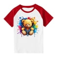 thumbnail image 1 of RXIRUCGD 2025 Vêtements d'Été pour Enfants Tout-Petits Garçons Filles Mode Mignon Col Rond Imprimé Manches Courtes Haut, 1 of 7