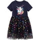 thumbnail image 2 of Vestidos para niñas pequeñas, tutú floral de unicornio, tul, vestido informal de verano, vestido de algodón de manga corta con dibujos animados, 2 of 5