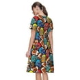 thumbnail image 2 of Horeoi American Football Print Women's Short Sleeve Dress Breathable Polyester-Spandex All-Over Print A-Line Side Pockets Elastic Waist, 2 of 6