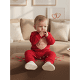 thumbnail image 4 of BemeyourBBs Newborn Baby Valentines Day Outfit Heart Embroidery Romper Casual Long Sleeve Round Neck Jumpsuit Cute Infant Spring Clothes, 4 of 9