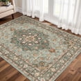 thumbnail image 4 of YOUFORTONG 3x5 Washable Oriental Area Rug,Stain Resistant Non-Slip Carpet for Living Room Bedroom Bathroom Entryway,Green, 4 of 5