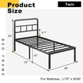 thumbnail image 2 of Maenizi Twin Bed Frames with Headboard 16 inch, Metal Platform No Box Spring Needed Heavy Duty Steel Slat Mattress Foundation/Easy Assembly/No Noise/Black, 2 of 7
