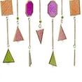 thumbnail image 4 of DecMode 37" Multi Colored Metal Indoor Outdoor Geometric Windchime with Stained Glass and Beads, 4 of 9