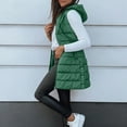 thumbnail image 4 of Dwralegc Long Puffer Vest Women Puffy Fashion Vest Outwear Sleeveless Solid Color Fall Winter Warm Hooded Vest Zip Up Quilted Long Outwear with Pockets Green XL, 4 of 7