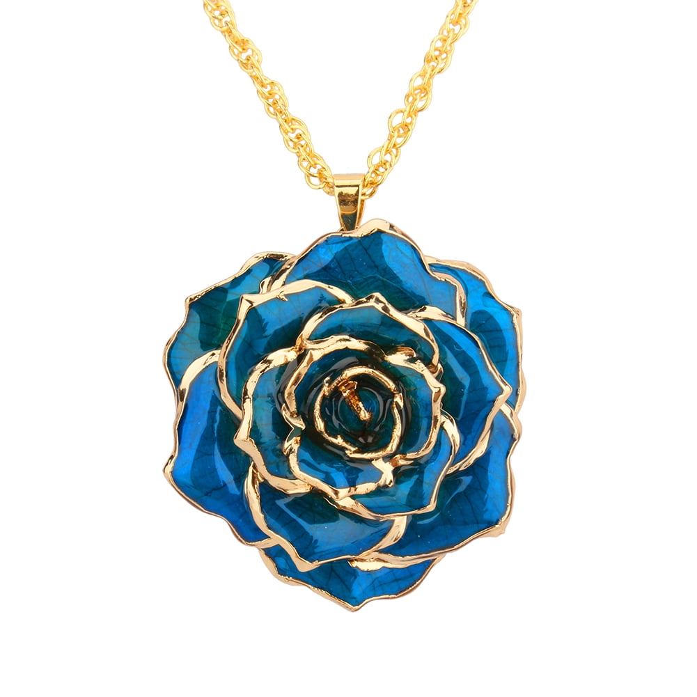 Real Rose Pendant Necklace 24K Gold Dipped Best Gifts for her Wife Girlfriend 