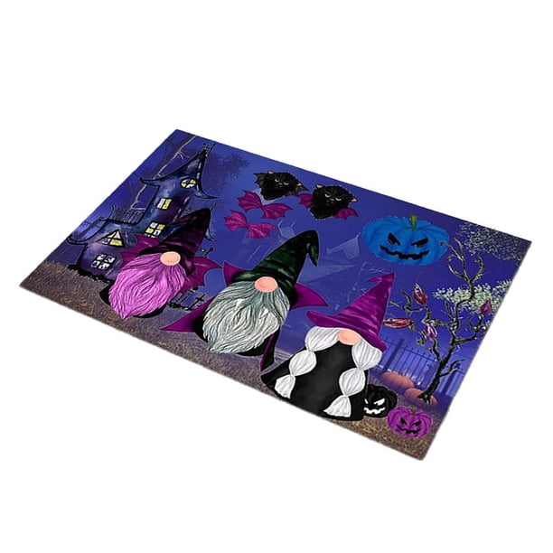 TQEHS Alfombrillas decorativas de Halloween con forma de cara de fantasma de terror y linterna de calabaza para puerta de entrada\ F0O8
