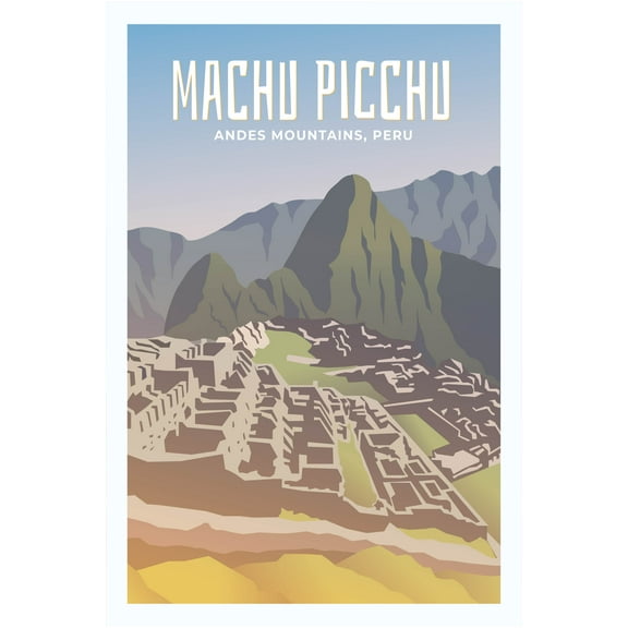 EzPosterPrints - Retro World Famous City Posters - Decorative, Vintage, Retro, Grunge Travel Poster Printing - Wall Art Print for Home Office - MACHU PICCHU, PERU - 12X18 inches