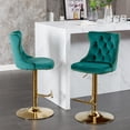 thumbnail image 3 of Velvet Barstools Set of 2, Adjusatble Seat Height from 25-33 Inch, Swivel Modern Upholstered Bar Stools with Backs Comfortable Tufted for Home Pub Kitchen Island, Green with Gold Bottom-2 PCS, 3 of 7