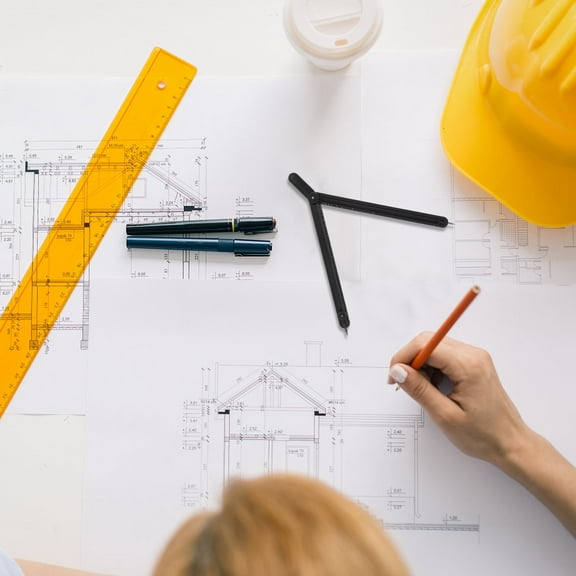 Masteelf Metal Geometry Compass Student Math Drawing Tool with Radius Scale for Accurate Circle Making in Woodworking and Drafting Black