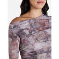 thumbnail image 4 of Madden NYC Women’s Asymmetrical Mesh Top with Long Sleeves, Sizes XXS-XXL, 4 of 5