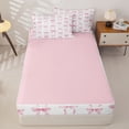 thumbnail image 4 of Manfei Girly Bow Zipper Twin Comforter Sets with Fitted Sheet and 2 Pillowcases For Kids,Pink Ribbon Bowknot Zipper Bedding Set,Pink Reversible,4-Piece, 4 of 7