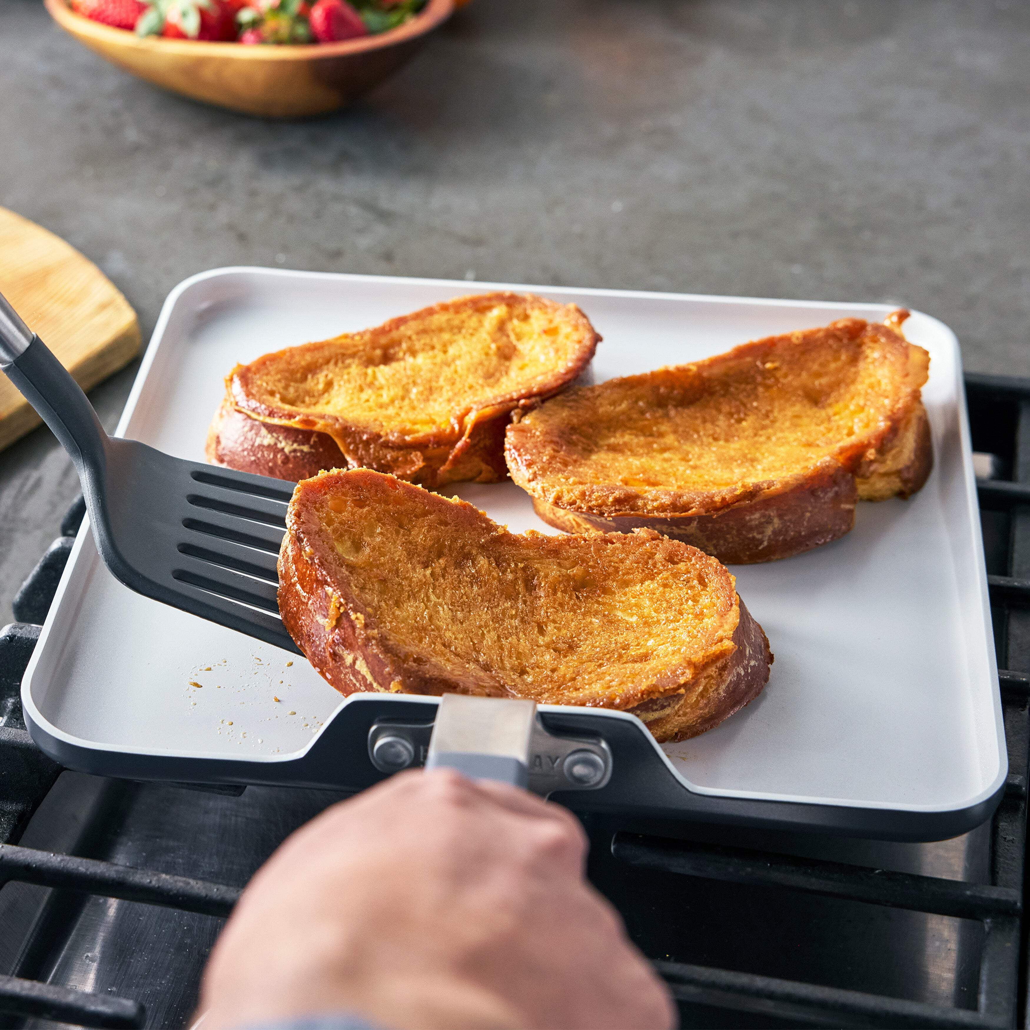 GreenPan Bobby Flay 11" Nonstick Square Griddle, Dishwasher Safe, Gray