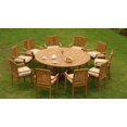 thumbnail image 4 of Grade-A Teak Dining Set: 10 Seater 11 Pc: 72" Round Table And 10 Lua Stacking Arm Chairs Outdoor Patio WholesaleTeak #51LU1711, 4 of 5