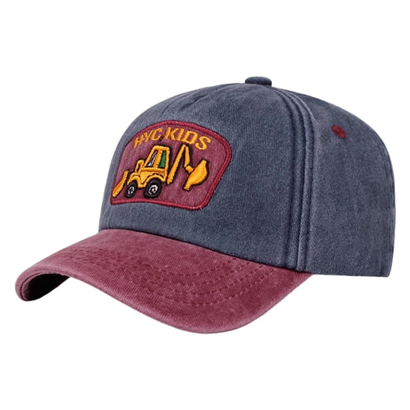 CHUMUD Kids Baseball Cap, Boys Excavator Embroidered Sun Hat, Adjustable Cotton Blend Baseball Cap for Toddler Boys 2-6 Years