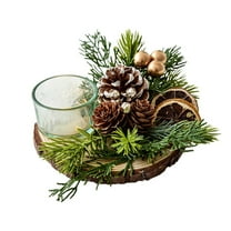 CuiLiyq Christmas Decoration Candle Holder Centerpiece with Red Berries, Pine Cones Candle Holders, Christmas Advent Wreath Candle Holders for Table Centerpiece Traditional Table Decorations