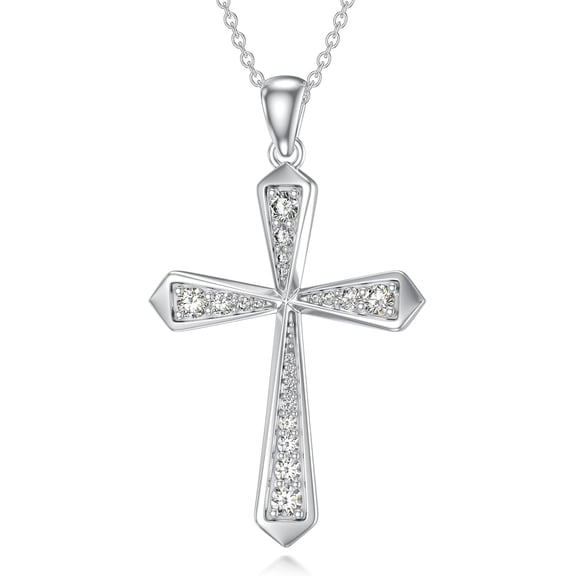 925 Sterling Silver Cross Necklace for Women Cubic Zirconia Cross Pendant Ladies Religious Jewelry Gift