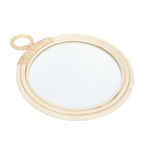 FRCOLOR Decorative Mirror Wicker Makeup Mirror Wall Hanging Mirror for Home Photo Prop