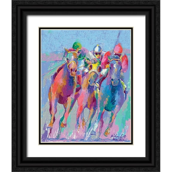 Wallich, Richard 12x14 Black Ornate Wood Framed with Double Matting Museum Art Print Titled - Horse Race 2