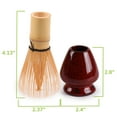 thumbnail image 4 of Matcha Tea Whisk Set - Bamboo Whisk and Deep Red with Black Whisk Holder Set, 4 of 6