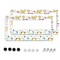 Sanrio Pochacco Cartoon Car License Plate Frame 2 Pack, License Plate Cover Bracket Decorative Aluminum License Plate Frame Auto Accessories Unisex 11.8 X 5.9 Inch 2 Holes with Screws