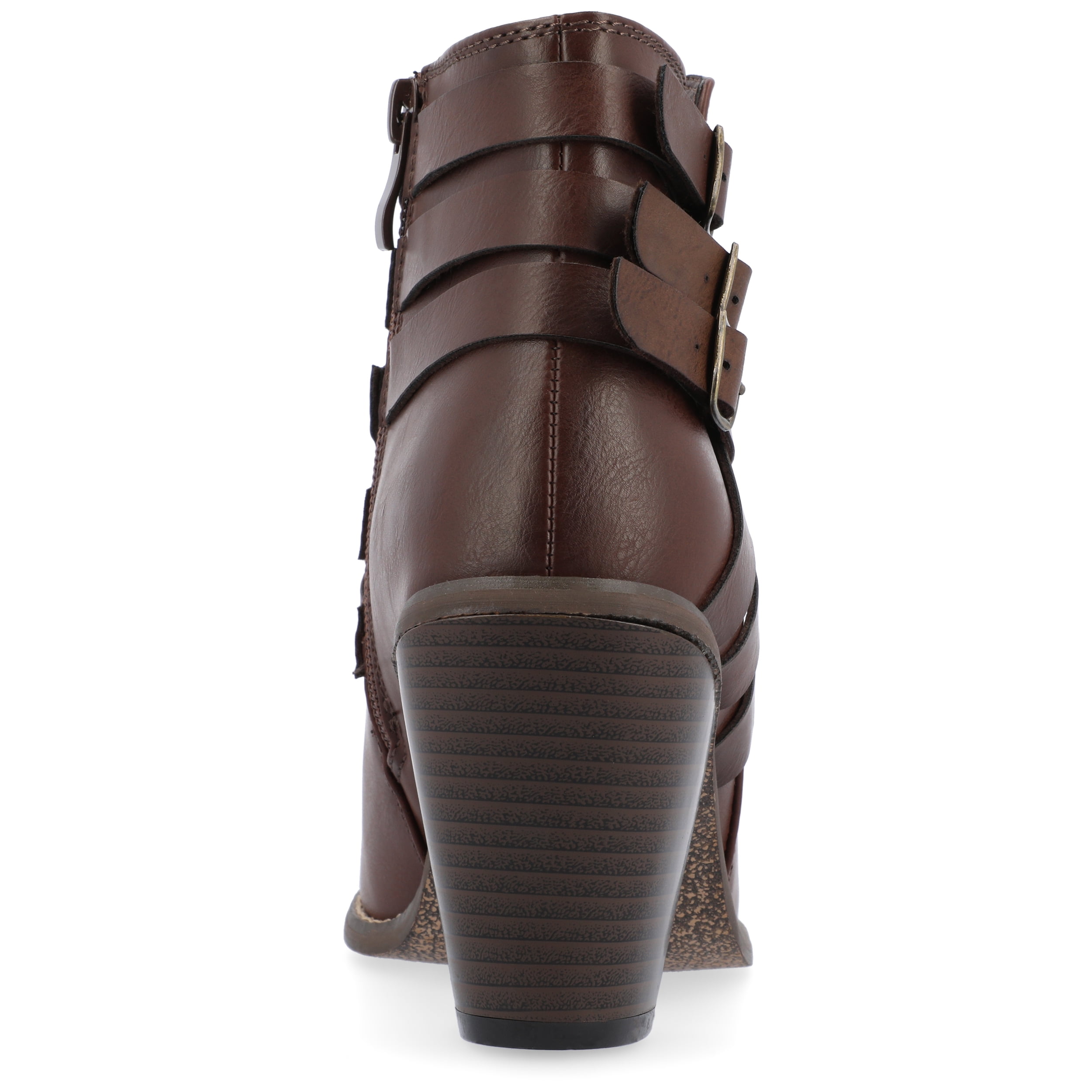 Journee Womens Strap Inside Zip Stacked Heel Booties, Widths Available