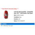 thumbnail image 2 of Left Tail Light Assembly - Compatible with 1997 - 1998 Pontiac Trans Sport, 2 of 2