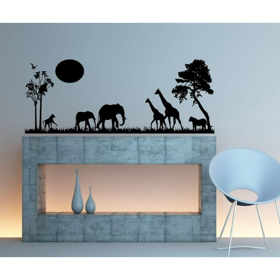 Decal ~ Safari Scene ~ Wall Decal 18" x  45"