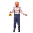 thumbnail image 7 of Halloween Family Matching Costume Sets, Pumpkin Head Mask with Striped Shirt and Suspender Pants, Parent-Kids Scarecrow Cosplay Outfit for Party, 7 of 7