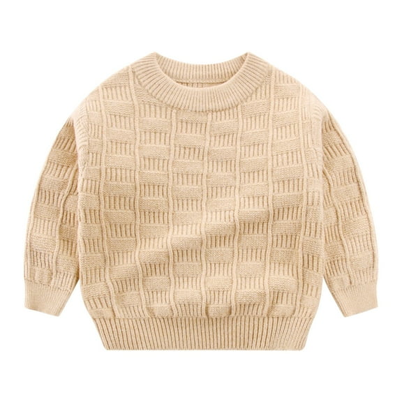 Kids Winter Crewneck Sweater Long Sleeve Solid Color Knit Warm Casual Sweater 100 Cotton Soft
