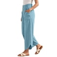 thumbnail image 6 of Tbopshirt Pants for Women Solid Color Loose Casual Long Pants with Pockets and Elastic Waist,Sky Blue,S-XXL, 6 of 6