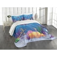 thumbnail image 3 of Ambesonne Cartoon Quilted Bedspread Set 3 Pcs, Underwater World, King Size, Purple Orange Aqua, 3 of 5