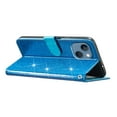 thumbnail image 7 of For iPhone 13 Wallet Case Bling Shiny Premium PU Leather with RFID Blocking Card Slots Holder Magnetic Flip Kickstand Shockproof Wrist Strap Cover For iPhone 13, Blue, 7 of 7