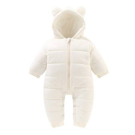 

Toddler Coats Outdoor Jackets Baby Boys Clothes Girls Winter Warm Snowsuit Bear Ears Hooded Jumpsuit Down Romper Padded Outwear Jacket Windbreakers For Kids Children s Outfits 6 Months-12 Months