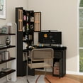 thumbnail image 5 of L-Shaped Corner Computer Desk for Home Office or Study desk, Study Modern Style Table with Drawers, Bookshelf & Hutch, 2-in-1 L-Shaped Design, Large Working Space,black, 5 of 15
