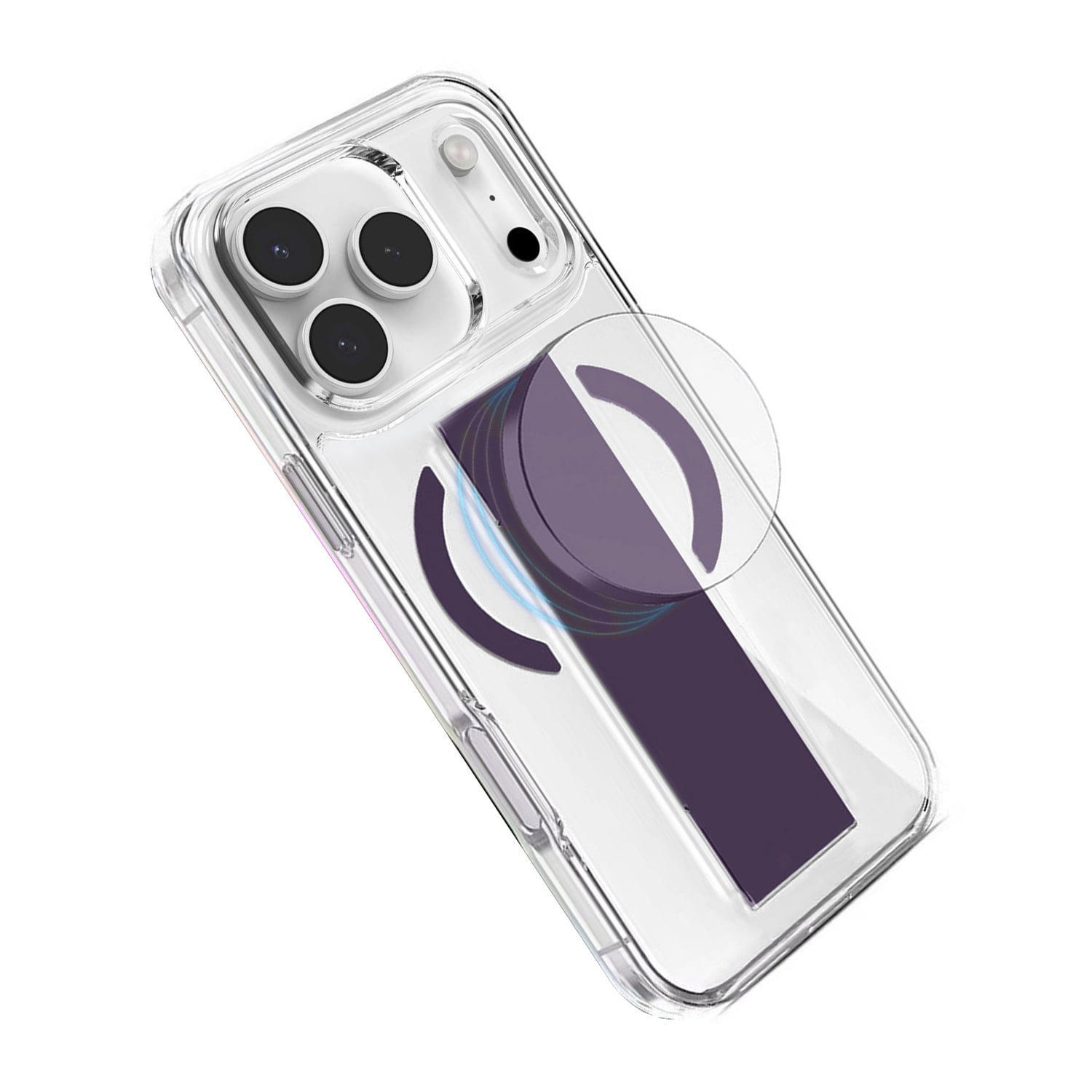 Hard Transparent Phone Case with Built-In MagGrip for iPhone 17 Pro Max - Purple