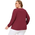 thumbnail image 4 of Women's Plus Size Blouses Casual Long Sleeves Ribbon Front Chiffon Blouse Tops Burgundy 4X, 4 of 5