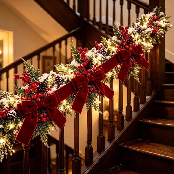 3 Pack Red wine Velvet Christmas Hanging Bows with 4.9Ft Long Ribbon, Decorative Xmas Bows for Front Door, Wreath, Garland, Closet Hooks, Wall, Stair Railing, Indoor Holiday Home Decorations