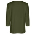thumbnail image 5 of Htigea Women's Buttons Henley Shirts Solid 3/4 Sleeve Crew Neck Tshirts Casual Comfy Daily Tees Loose Fit Pullover Tunic Top Army Green,3XL, 5 of 5