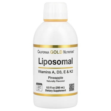 California Gold Nutrition Liposomal Vitamin A, D3, E & K2, Pineapple, 8.5 fl oz (250 ml)