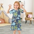thumbnail image 5 of Palm Tree Wave Pattern Girls Short Sleeve Dress A Line Sun Protection Breathable Comfort Sundress 3T, 5 of 8