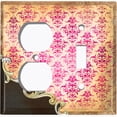 thumbnail image 4 of Metal Light Switch Plate Cover Pink Floral Damask Frame Trim Black DAM062, 4 of 13