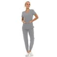 thumbnail image 3 of Saint Scrubs Women’s 9-Pocket Medical Scrub Set – V-Neck Stretch Top & 7-Pocket Jogger Pants, Lightweight, Easy Care Uniforms for Nurses & Healthcare, Grey, Large, 3 of 4