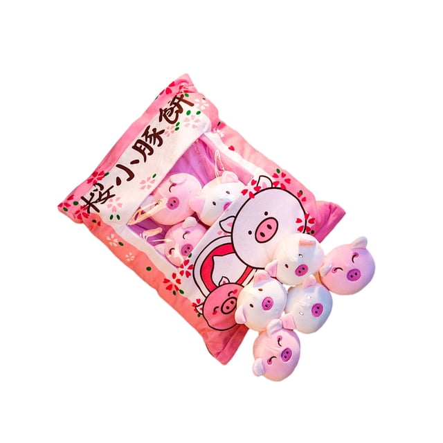 Tholdsy Bolas de animales Kawaii, pudín, bolsa de dulces, almohada, Mini muñeco de peluche encantador, cerdo, pollo, aperitivos, juguete de Animales de peluche y juguetes de peluche Cerdo